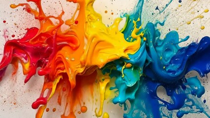 Poster - Dynamic color splashes converging in vibrant motion explosion