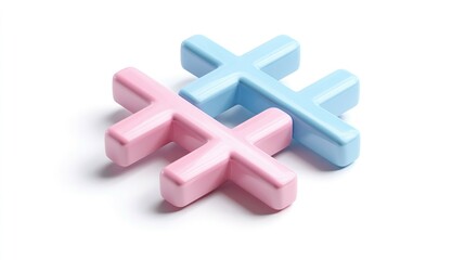 Poster - Two interlocking colorful hashtag symbols on a plain background.