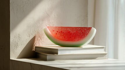 Poster - Close-up view of a decorative watermelon slice.