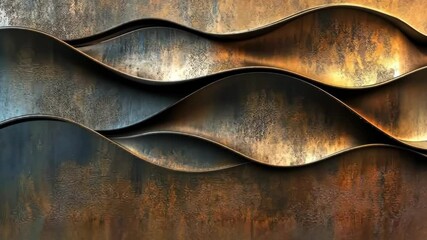 Poster - Dynamic metallic waves in abstract motion: fluid textured art with golden highlights