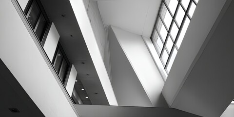 Aufkleber - Modern Architecture with Geometric Shapes and Angular Lines Capturing Light in an Urban Environment