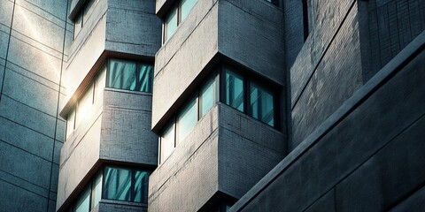 Poster - Modern Architecture with Geometric Shapes and Angular Lines Capturing Light in an Urban Environment