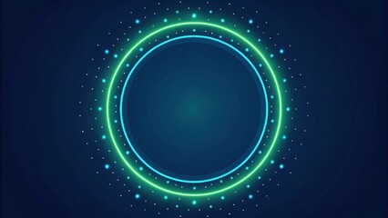 Poster - Abstract gradient Science technology and medical. Vibrant circular design with glowing edges and luminous orbs on a dark background.