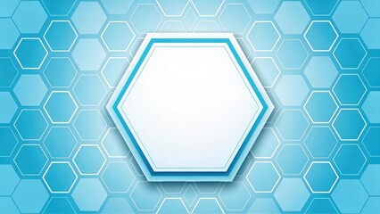 Poster - Abstract gradient Science technology and medical. Abstract blue hexagonal pattern featuring a central blank hexagon for customization.
