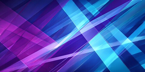 Poster - Abstract geometric background with intersecting lines and shapes in vibrant blue and purple tones creating a modern and dynamic visual appeal