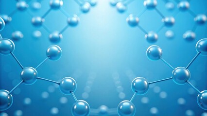 Poster - Abstract gradient Science technology and medical. Molecular structure background in blue tones with interconnected spheres representing atoms.