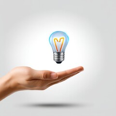 Fototapete - A Bright Idea:  Glowing Light Bulb Hovering Above a Hand, Symbolizing Innovation and Creativity.