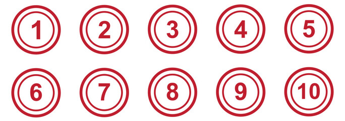 Poster - Simple number icon with round circle. 1 to 10 number symbol vector. 