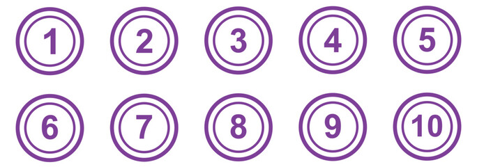 Poster - Simple number icon with round circle. 1 to 10 number symbol vector. 
