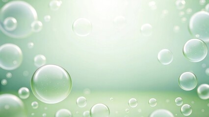 Poster - Abstract gradient Science technology and medical. Bubbles floating on a soft green background create a serene and refreshing atmosphere.