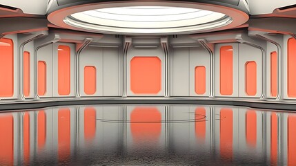 Poster - Futuristic electron beam curing chamber sci-fi environment digital art surreal design