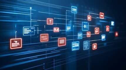 Poster - Futuristic data visualization of seo conversions digital space infographic tech environment abstract viewpoint