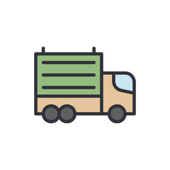 Poster - Container delivery colored icons, minimalist vector illustration ,simple transparent graphic element .Isolated on white background