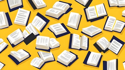 Poster - Colorful flat design book arrangement top view creative advertising vibrant environment