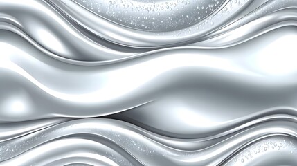 Poster - Dynamic silver waves design abstract art digital background modern aesthetic close-up fluid motion