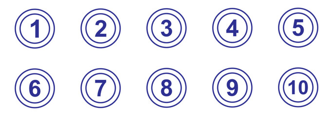 Poster - set of 1 to 10 black number icon on outline circle vector illustration. 
