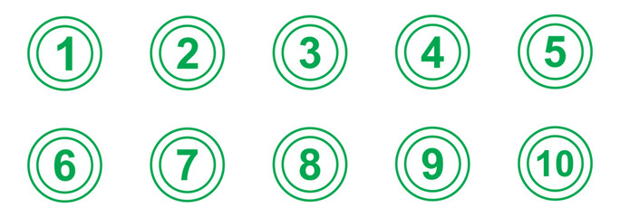 Poster - set of 1 to 10 black number icon on outline circle vector illustration. 
