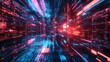 © gentho - Futuristic digital network tunnel with vibrant glowing lines and interconnected nodes