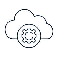 Poster - Cloud, gear. Vector linear icon isolated on white background.