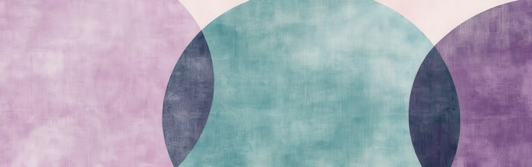 Aufkleber - Muted Watercolor Circles: Abstract Canvas Texture in Lilac, Teal, and Lavender Tones for Artistic Backgrounds and Gentle Designs