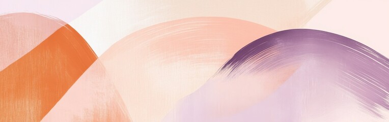 Leinwandbilder - Soft arcs of pencil strokes in muted peach, lavender, and orange hues on canvas