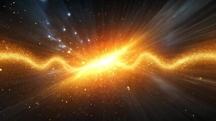 Poster - Radiant cosmic energy burst with vibrant light waves and sparkling starfields