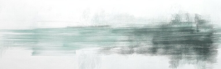Leinwandbilder - Elegant pencil strokes wash in muted mint and gray, forming a textured, abstract background that suggests a serene, misty landscape