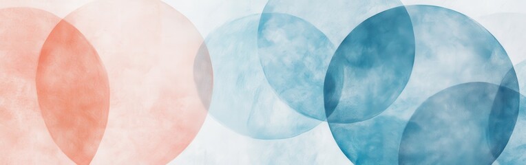 Fototapete - Soft pencil strokes gradient with overlapping circles abstract background in pink and blue hues, perfect for artistic designs