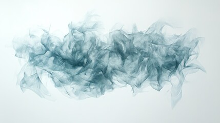 Aufkleber - Minimalist pencil strokes create a chaotic yet abstract pattern in muted blue-gray tones on a white background, evoking organic fl