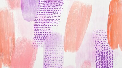 Poster - Abstract Pastel Art: Brush Strokes and Dot Pattern in Soft Hues