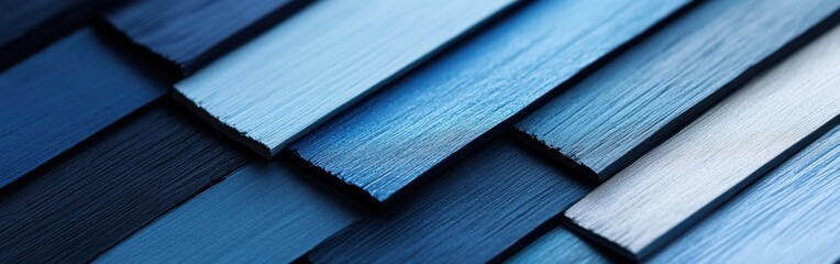 Poster - Gradient Pencil Strokes Design in Muted Blue Tones - Abstract Wood Texture Background
