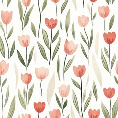 Aufkleber - Elegant Watercolor Tulip Flower Pattern for Fabrics and Spring-Themed Designs