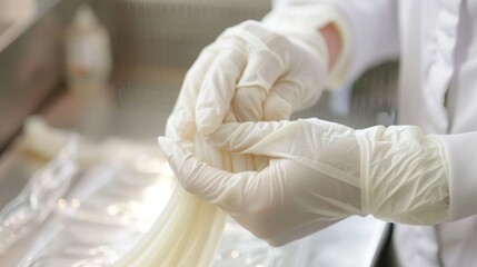 Poster - Researcher in biotechnology lab wearing gloves stock photo --ar 16:9 --raw --v 6 Job ID: dc865764-cb75-4bb6-8618-baa48e88348c