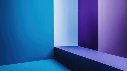 Aufkleber - Geometric Abstraction in Cool Blues and Purples - Minimalist Architecture with Sharp Lines and Contrasting Tones