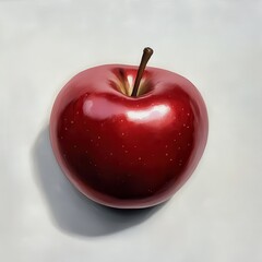 Aufkleber - Glossy Red Apple Still Life: Vibrant, Fresh Fruit on Textured White Surface with Subtle Shadowing, Ideal for Healthy Eating and Na