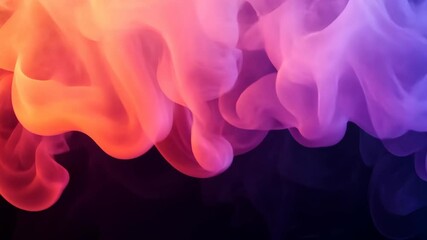 Poster - Colorful smoke transitioning from purple to orange in flowing motion