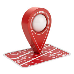 Poster - 3d red map pin icon location pointer white marker isolated on white background png