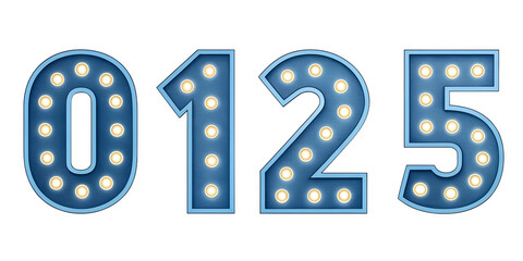 Poster - blue numbers with lights isolated on white background png