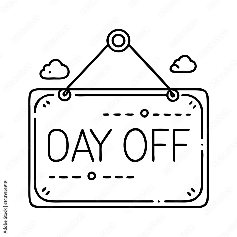 day off sign icon, day off sign line art - simple line art of day off ...