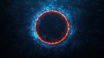 Poster - Vibrant Circular Light Display with Blue and Orange Energy Effects on Dark Background