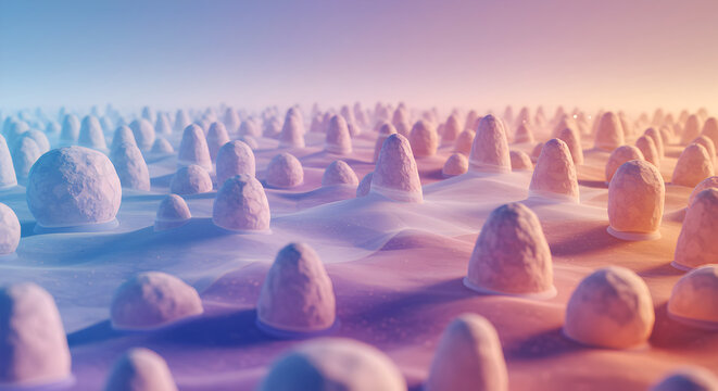 Abstract Microscopic Landscape With Pastel Hues And Organic Structures