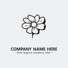  Flower illustration black and white for logo company vector image