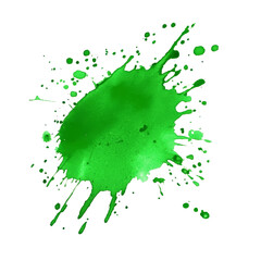 Poster - Bright green paint stain isolated on a transparent background showcasing vibrant splashes and unique textures, green color stain isolated on transparent background