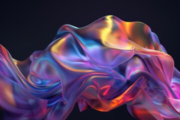 Poster - The close up abstract picture of the gradient iridescent shape with the blank black background, Iridescent is term to describe surface appears to change color when viewed from different angles. AIG51.