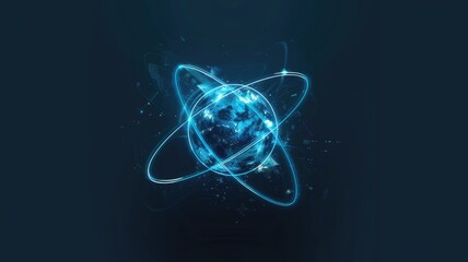 Poster - glowing blue digital globe with connecting lines. abstract artwork of circle shape with glowing line