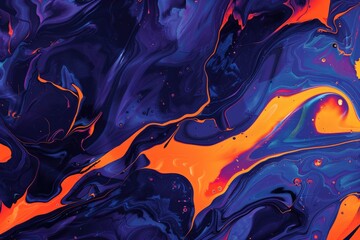 Poster - The abstract picture of the blue and orange colour that is mixing with each other in the background, mixing colors involves combining different hues of the colour to create new shades or tones. AIG51.