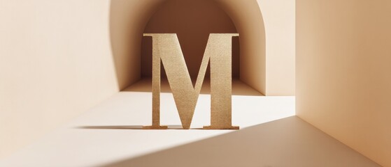 Leinwandbilder - Minimalist Typography Branding Architectural Letter M in Neutral Palette - Contemporary Design Element for Premium Corporate Visual Identity and Marketing Narratives