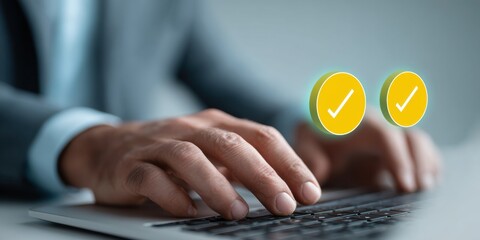 Leinwandbilder - Digital Quality Assurance Minimalist Professional Workflow with AR Certification Validation - Empowering Business Productivity through Next-Gen Compliance Technology