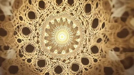 Poster - Mesmerizing rotating intricate mandala with golden glow and geometric patterns