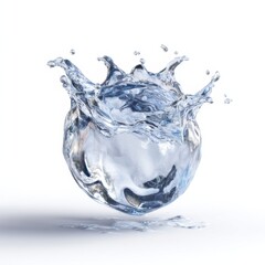 Poster - Dynamic splash of clear water creating a sphere on a white background in a moment of freeze